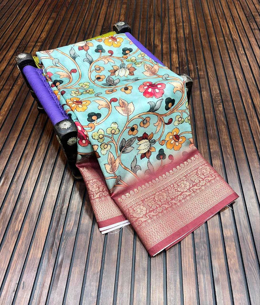 Pure Dola Litchi Silk Kalamkari Saree